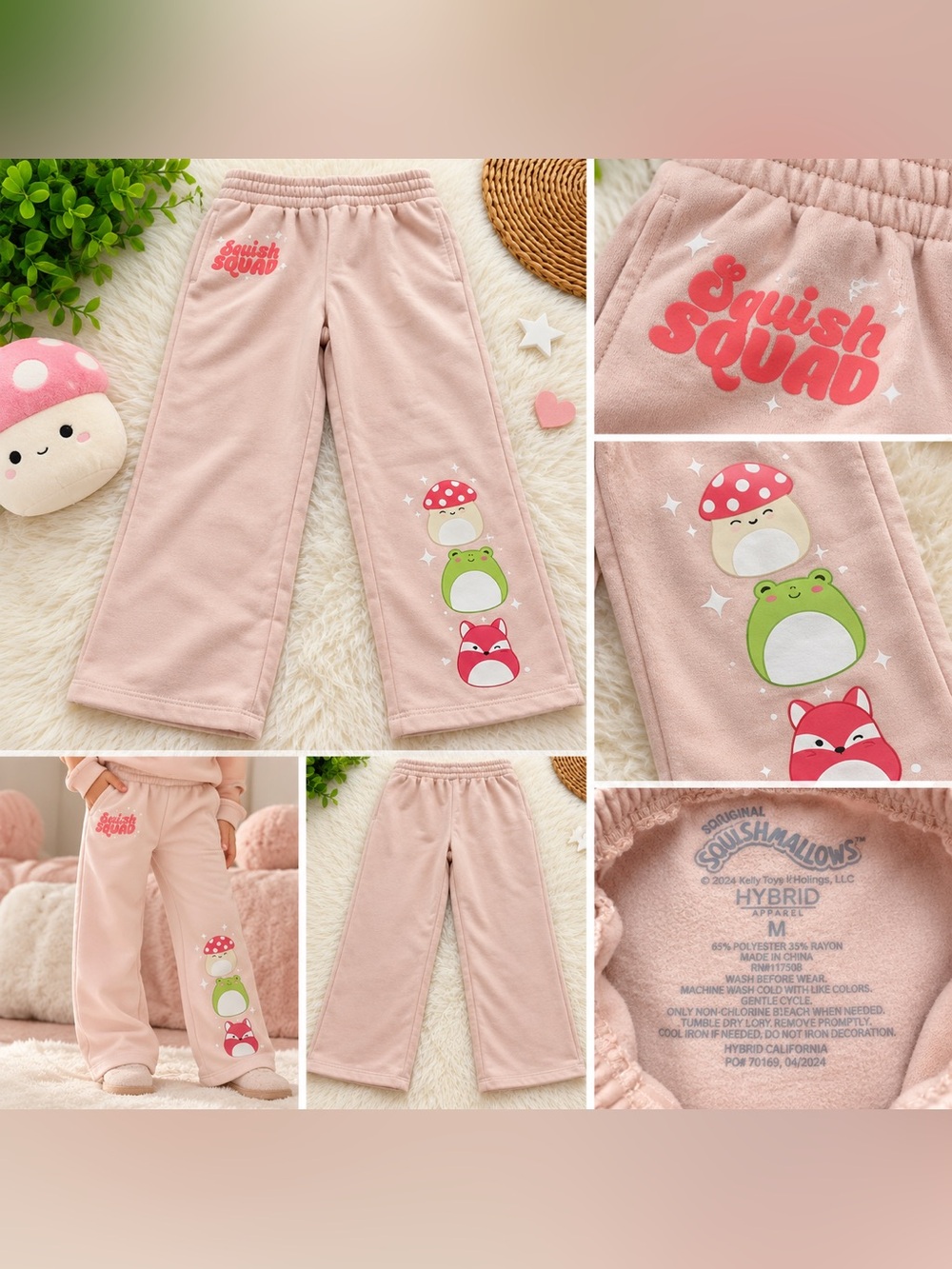 Squishmallows Pink Fleece SWEATPANTS ( G - M) Bottoms with Character Prints